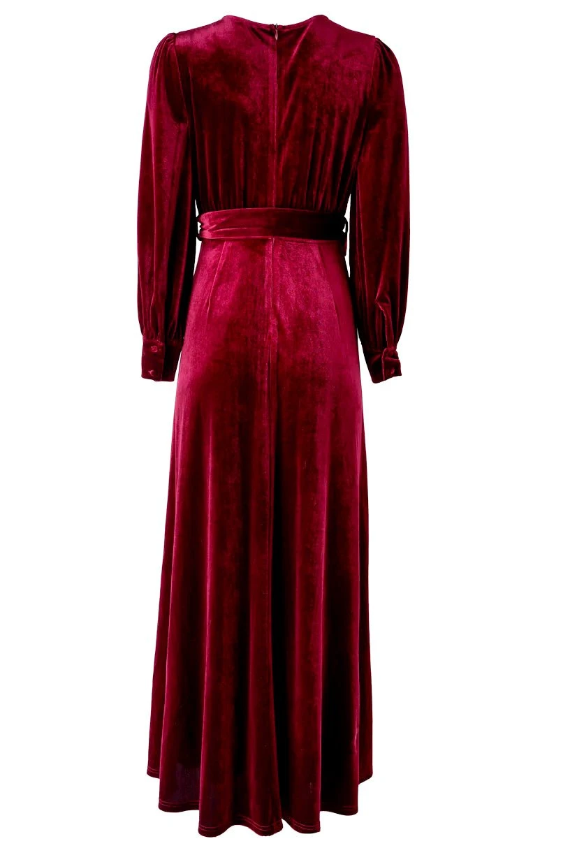 Andie Dress In Wine Velvet - FINAL SALE - Image 4