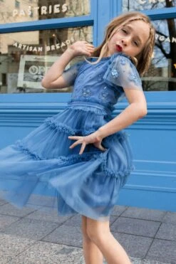 Mini Anastasia Dress In Tufts Blue - FINAL SALE