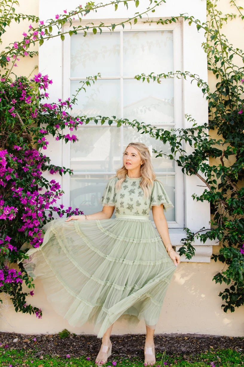 Anastasia Dress In Sage - Image 19