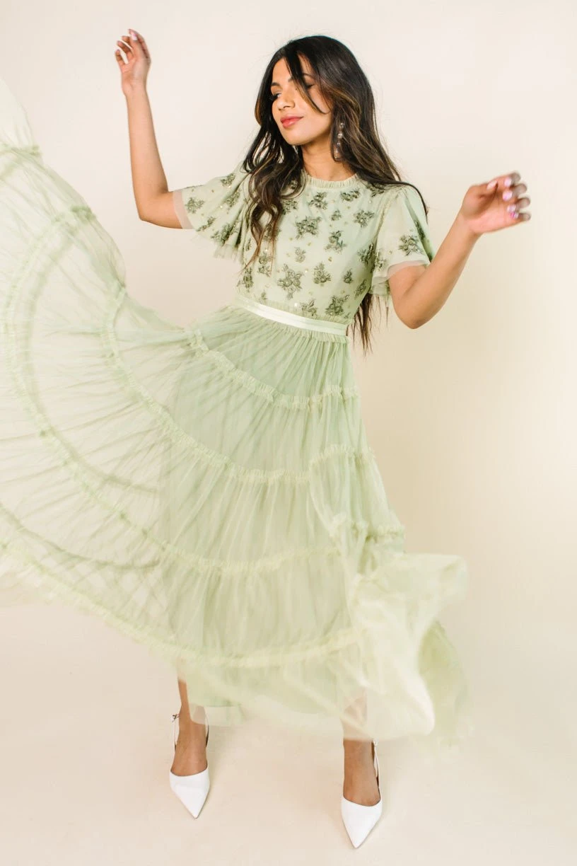 Anastasia Dress In Sage - Image 9