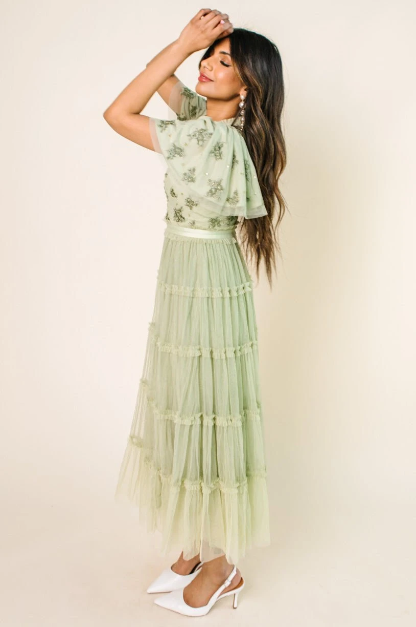 Anastasia Dress In Sage - Image 16