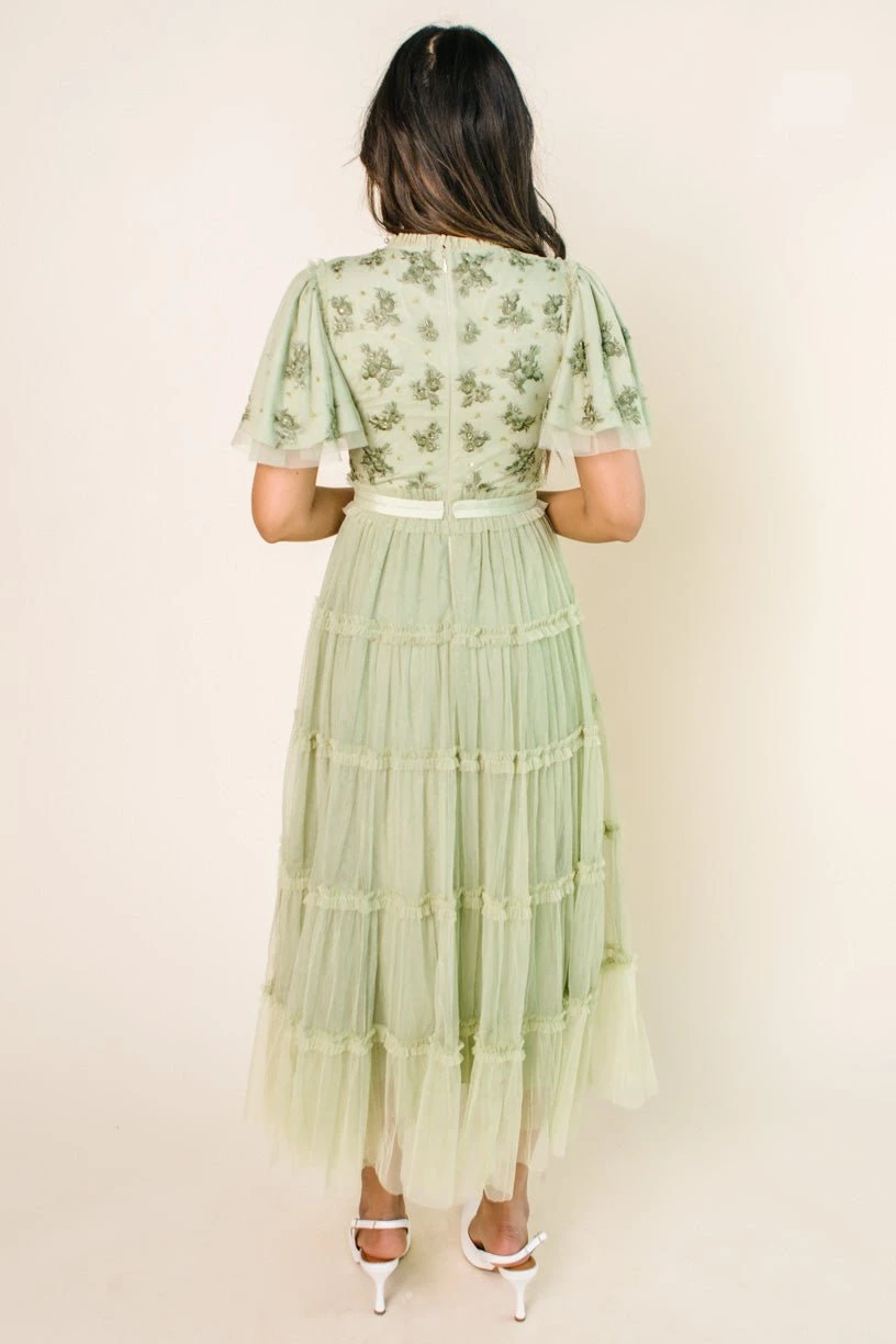 Anastasia Dress In Sage - Image 8