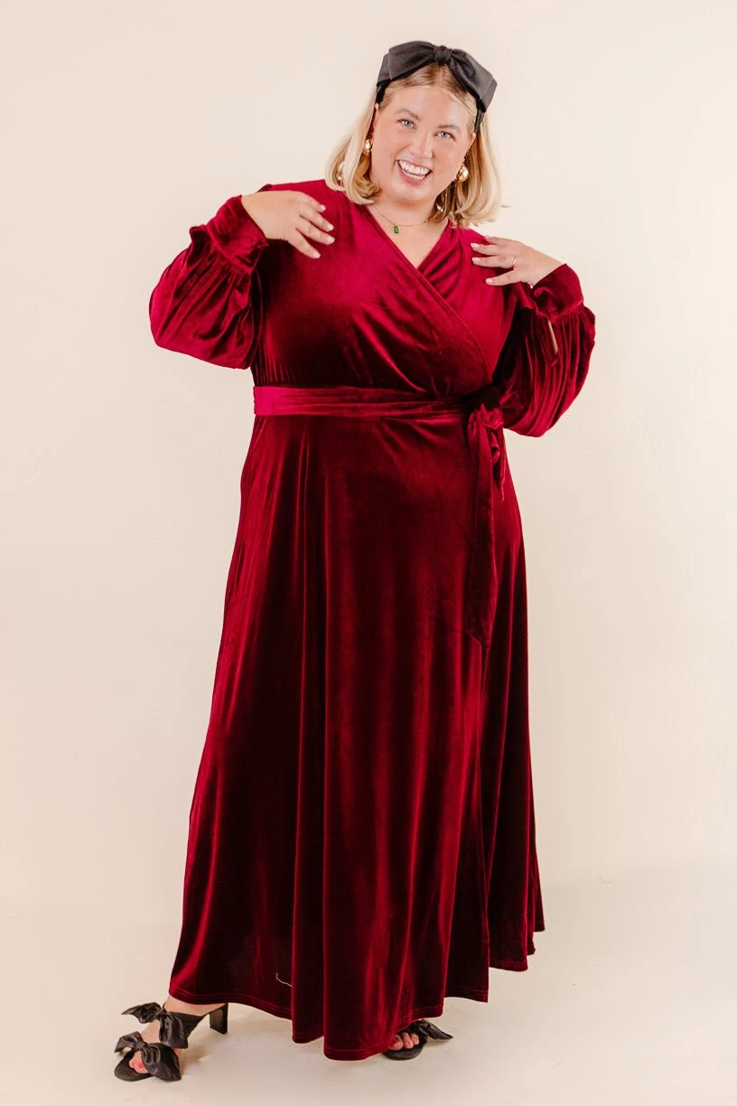 Andie Dress In Wine Velvet - FINAL SALE - Image 7
