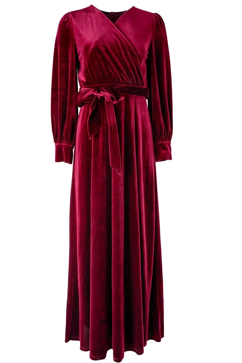 Andie Dress In Wine Velvet - FINAL SALE - Image 3