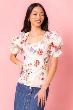 Coco Top In Cream Floral