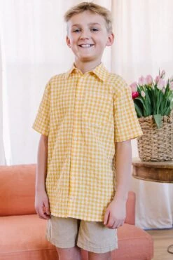 Briar Boys Shirt In Yellow Gingham - FINAL SALE
