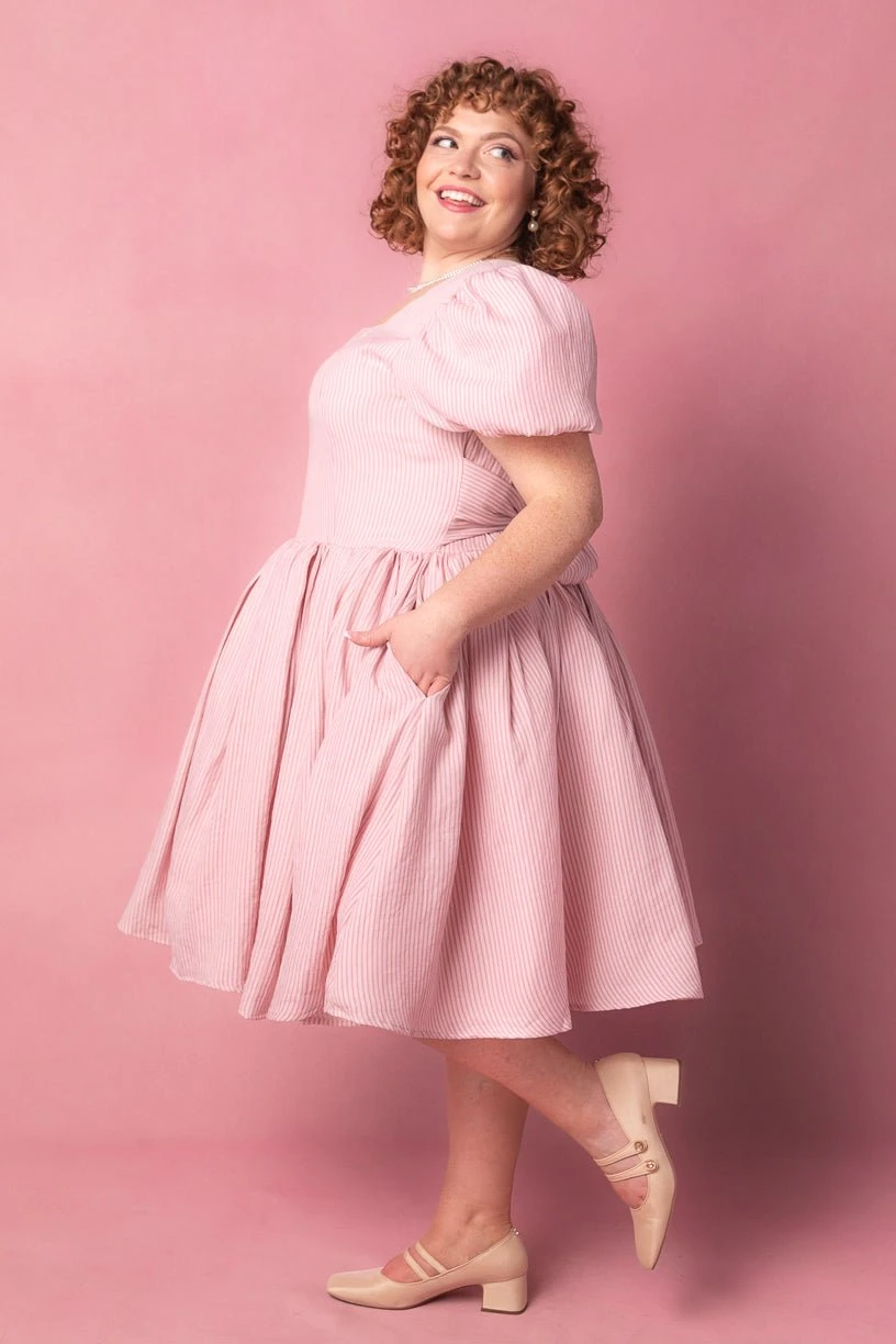 Cupcake Dress In Pink Stripe - Image 9