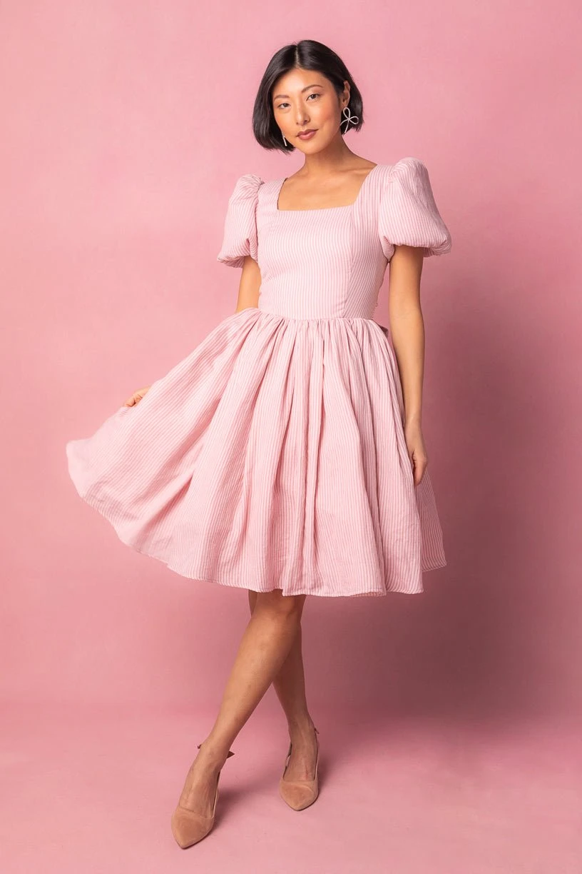 Cupcake Dress In Pink Stripe - Image 3