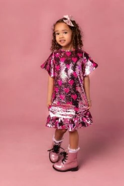 Mini Evelyn Dress In Sequin Hearts