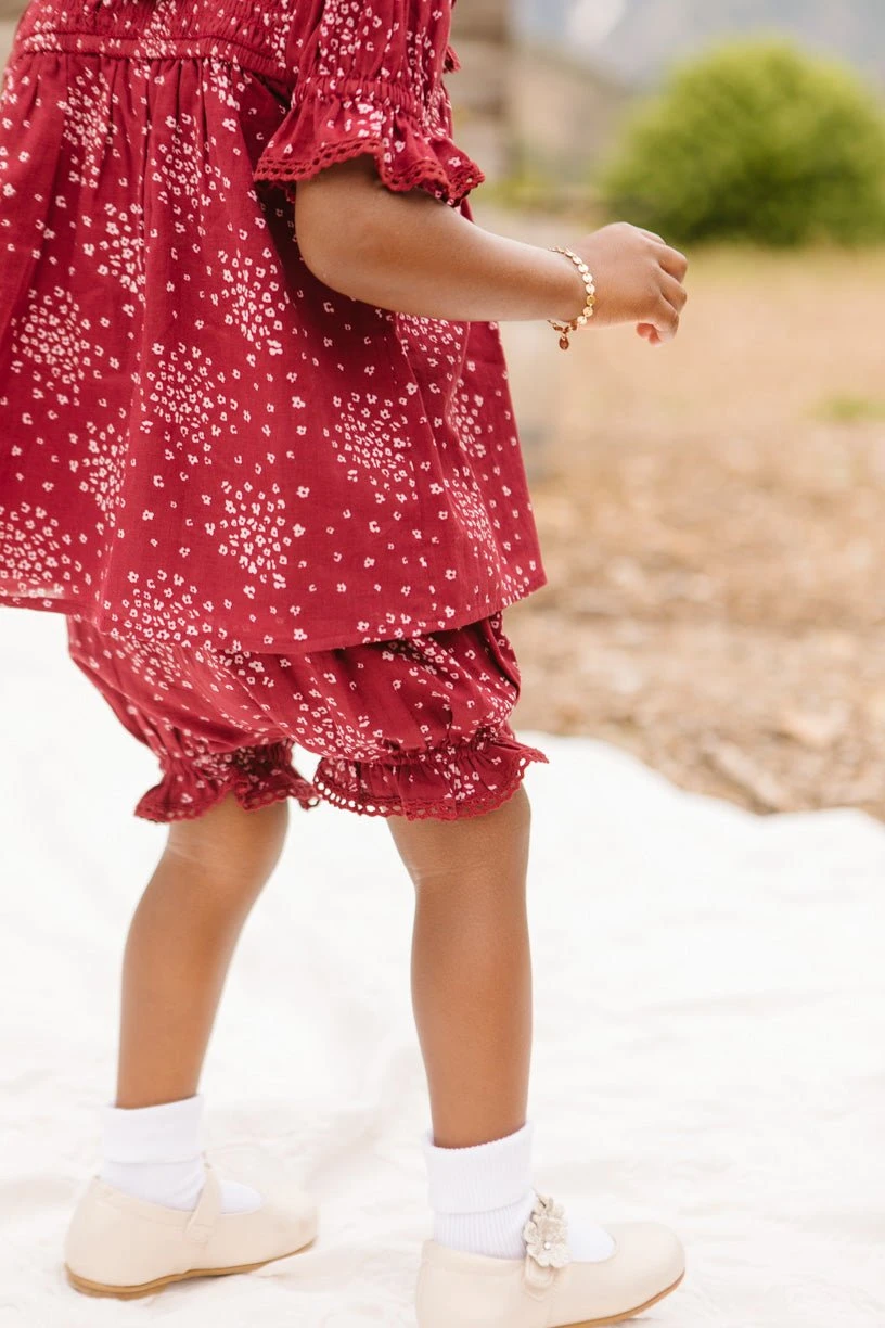 Baby Gracie Dress Set In Wine Floral - FINAL SALE - Image 4