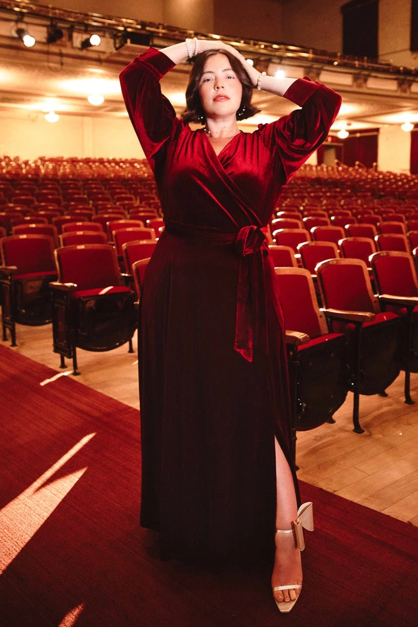 Andie Dress In Wine Velvet - FINAL SALE - Image 2