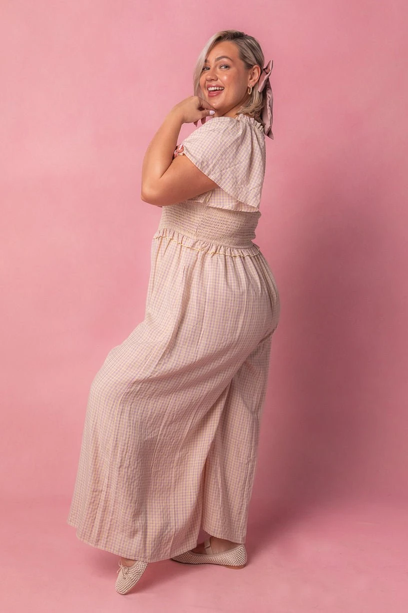 Indie Jumpsuit In Lavender Gingham - Image 11