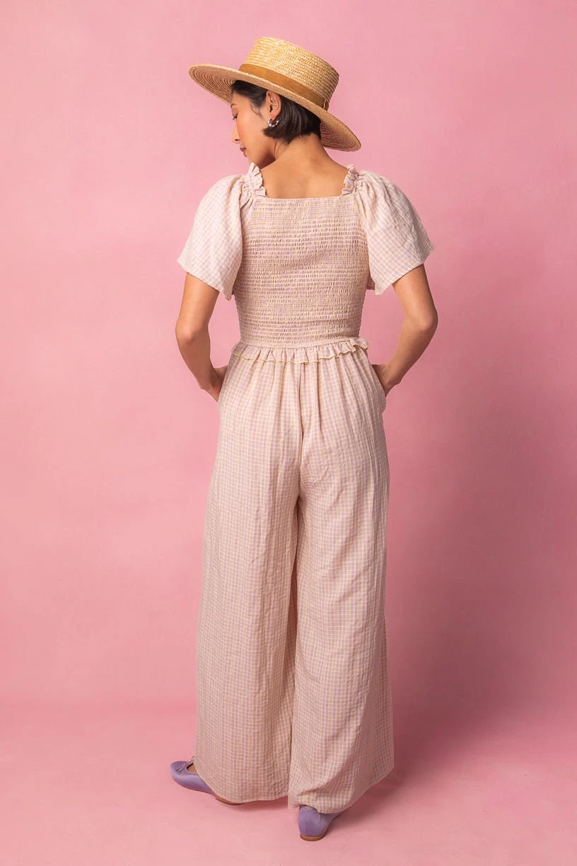 Indie Jumpsuit In Lavender Gingham - Image 6