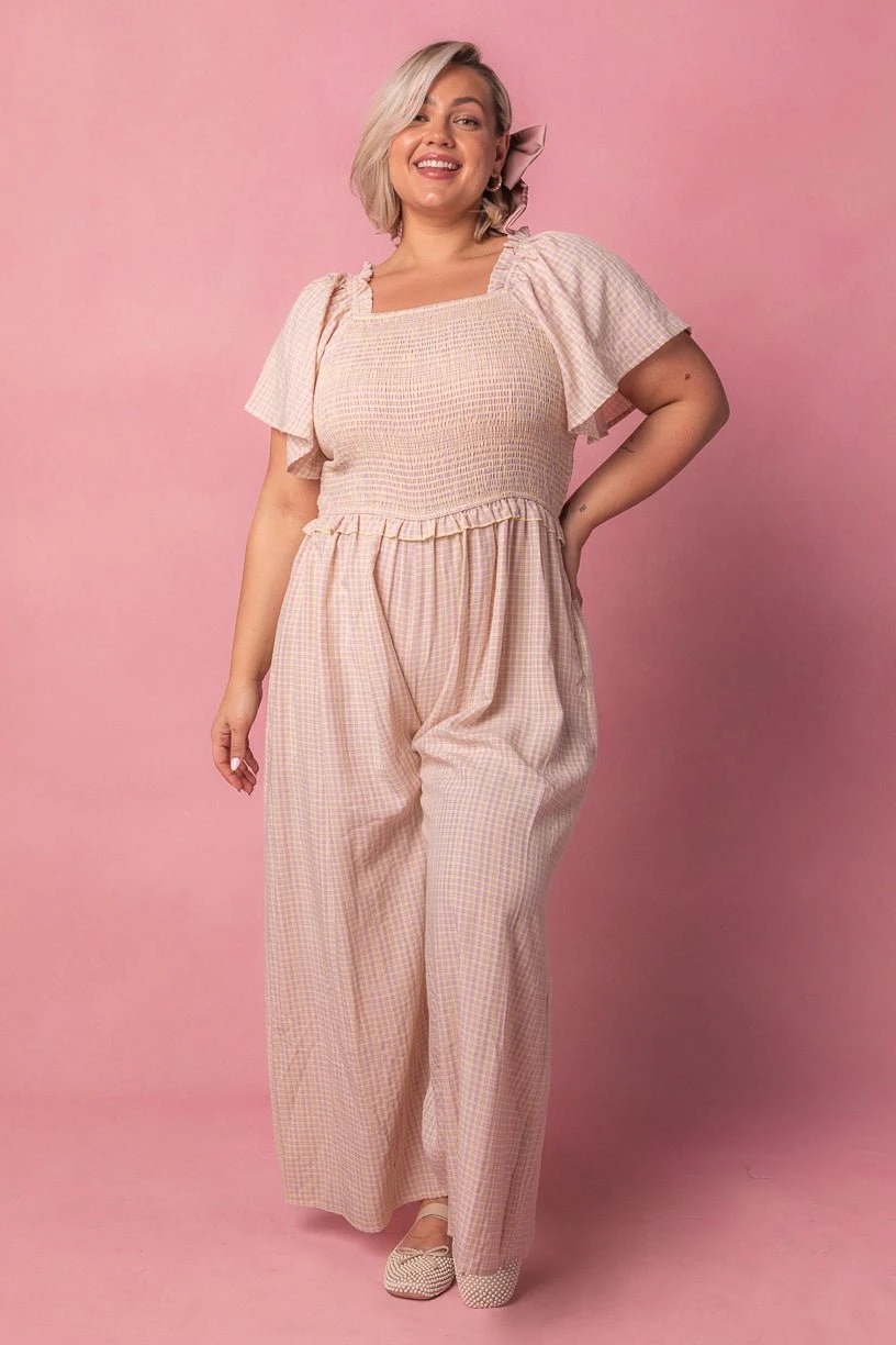 Indie Jumpsuit In Lavender Gingham - Image 7