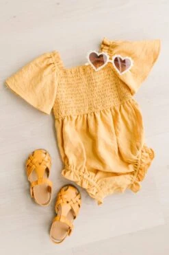 Baby Lennon Romper In Mustard