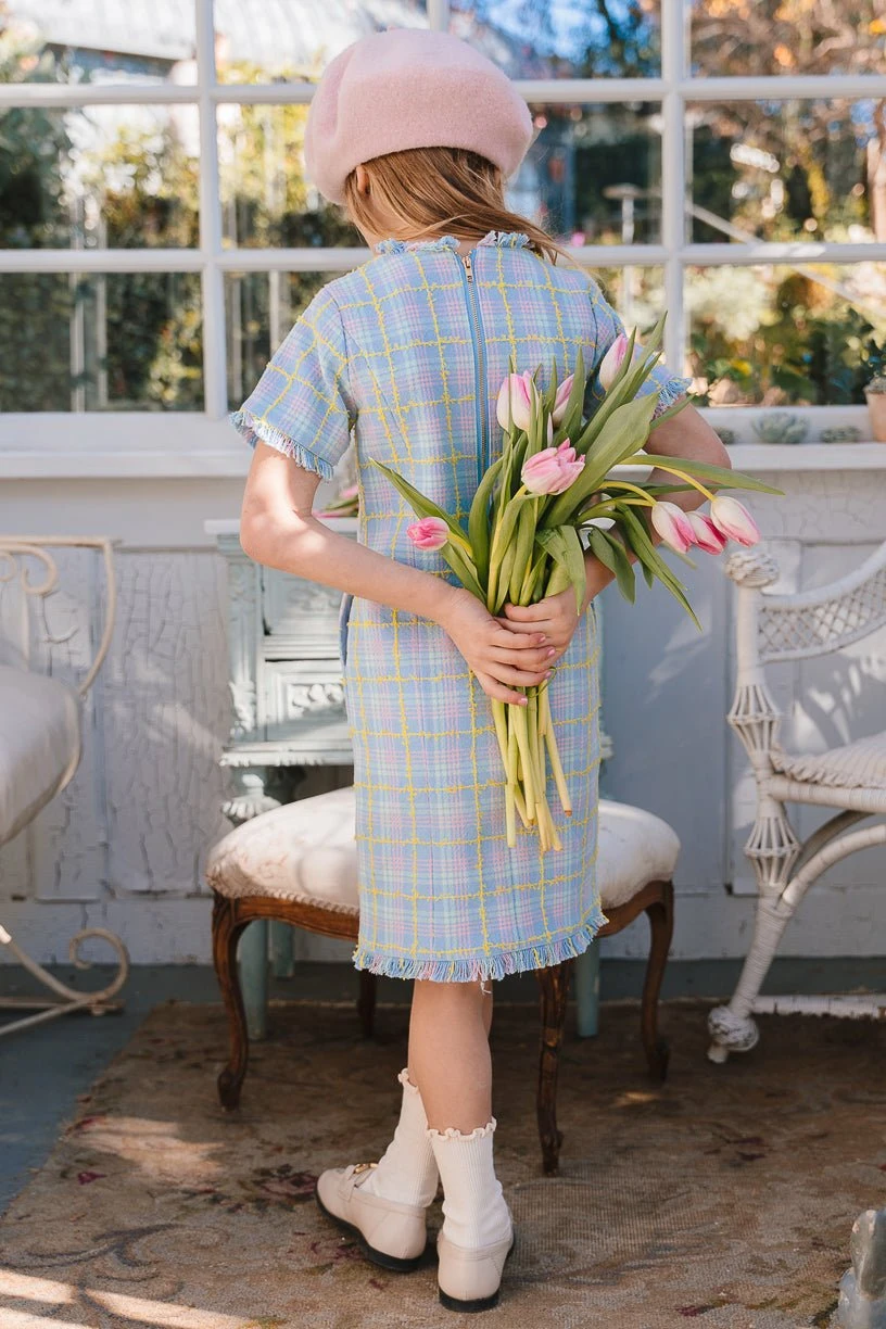 Mini Reese Shift Dress In Periwinkle Blue - Image 2