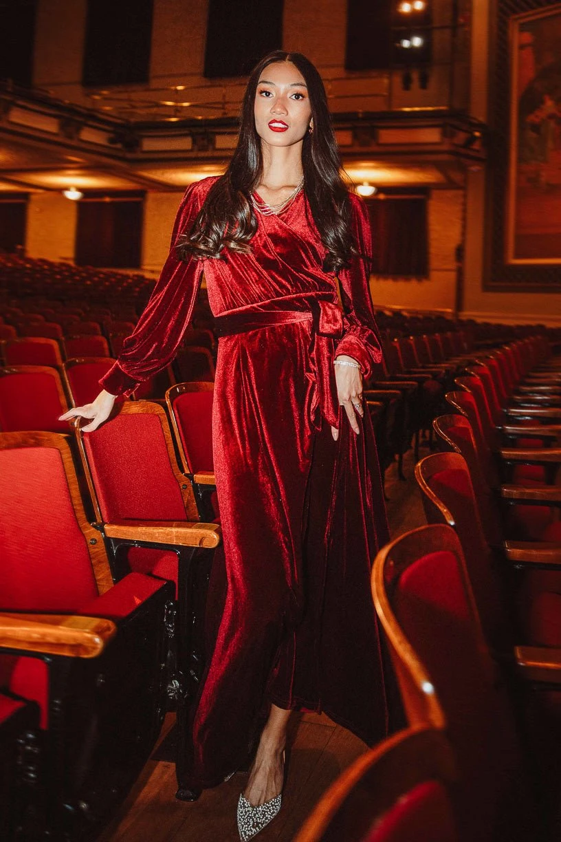 Andie Dress In Wine Velvet - FINAL SALE - Image 9