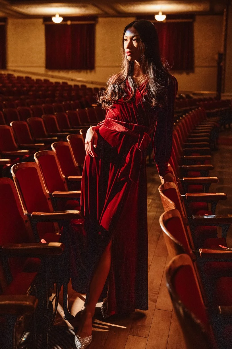 Andie Dress In Wine Velvet - FINAL SALE - Image 11