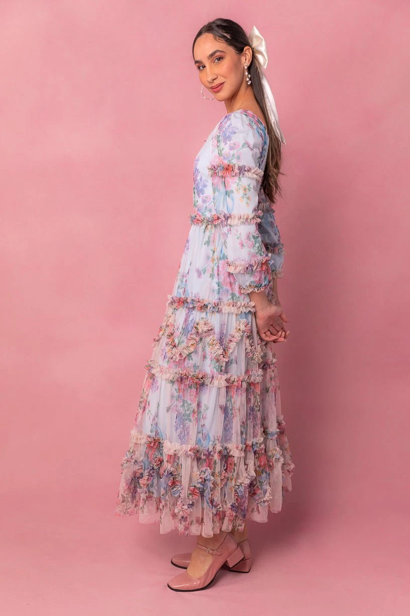 Catherine Dress In Blue Floral - Image 10