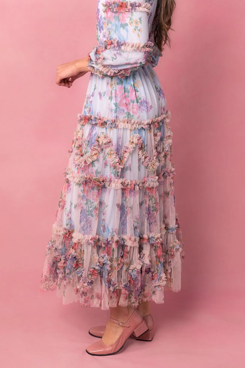 Catherine Dress In Blue Floral - Image 3