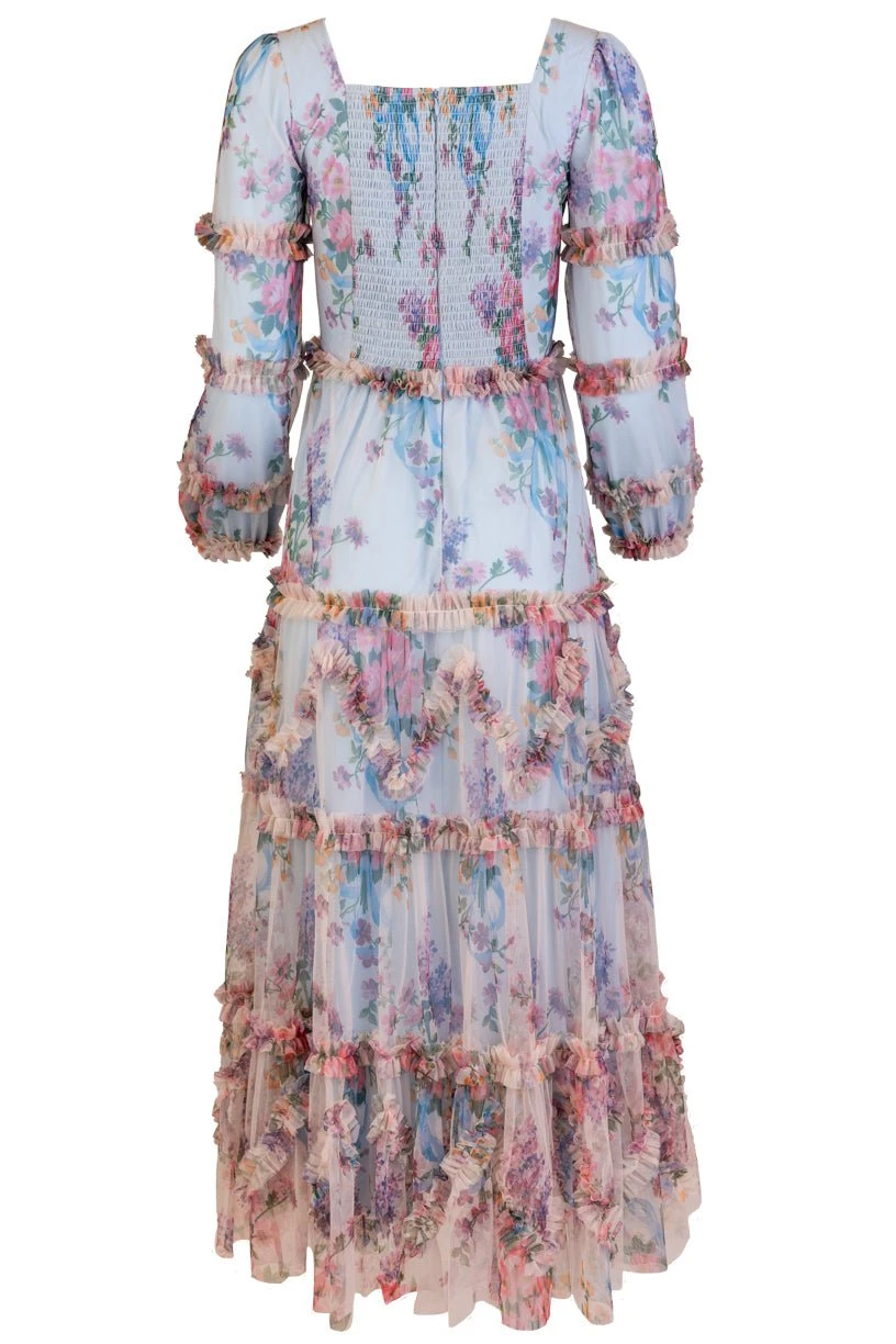 Catherine Dress In Blue Floral - Image 12