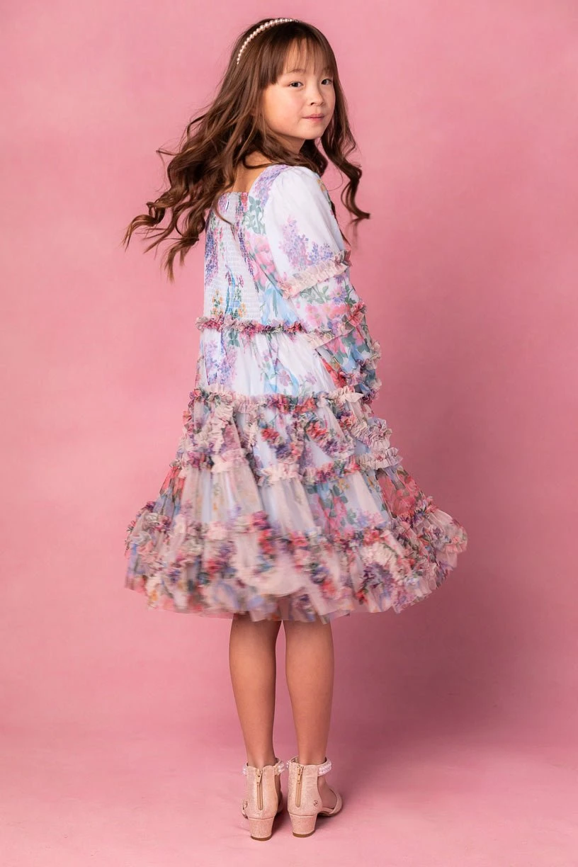 Mini Catherine Dress In Blue Floral - Image 3