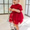 Baby Cosette Dress Set In Red - FINAL SALE