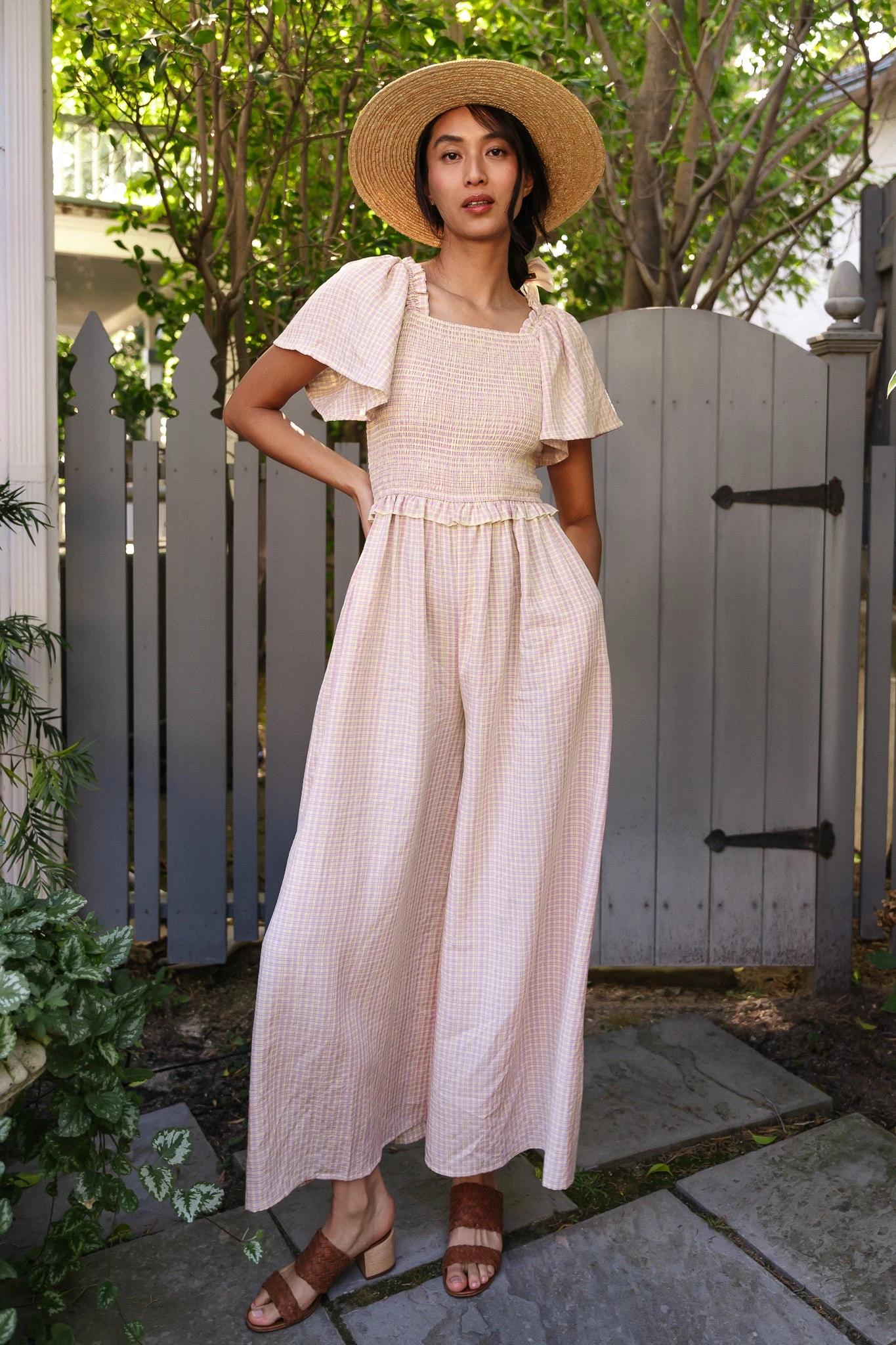 Indie Jumpsuit In Lavender Gingham - Image 4