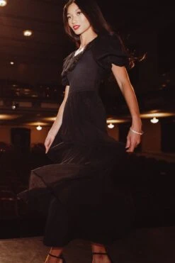 Gracie Dress In Black Chiffon