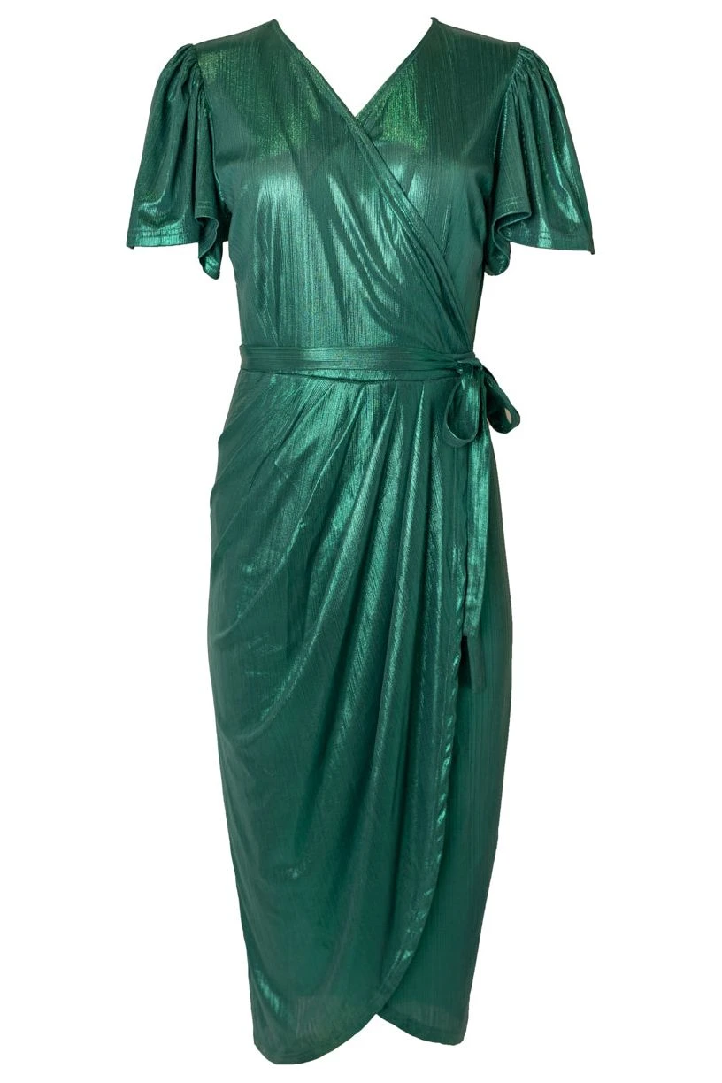 Lillie Dress In Metallic Green - FINAL SALE - Image 2
