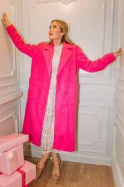 Polly Coat In Hot Pink