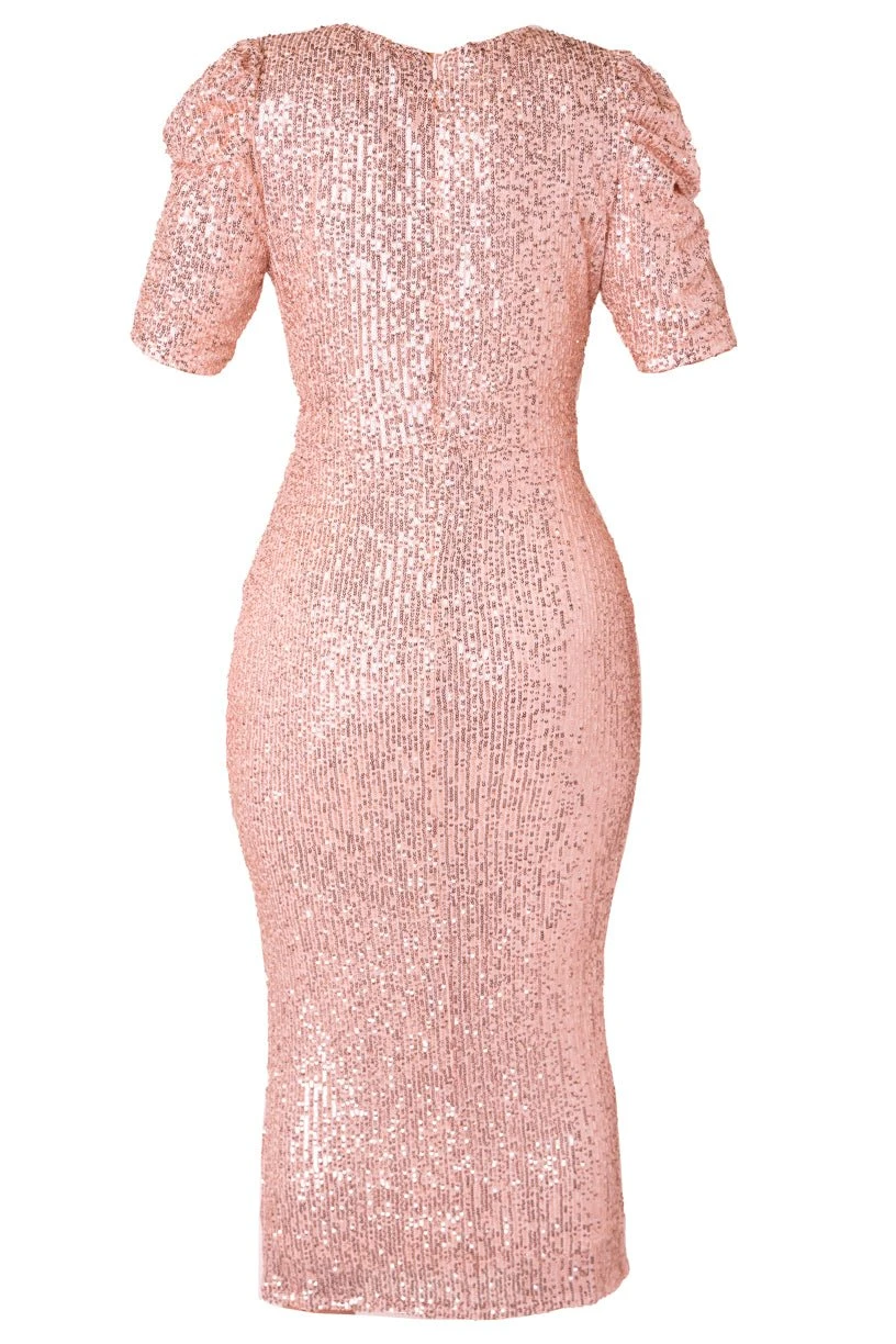Starling Dress In Rose Gold Sequin - Image 4