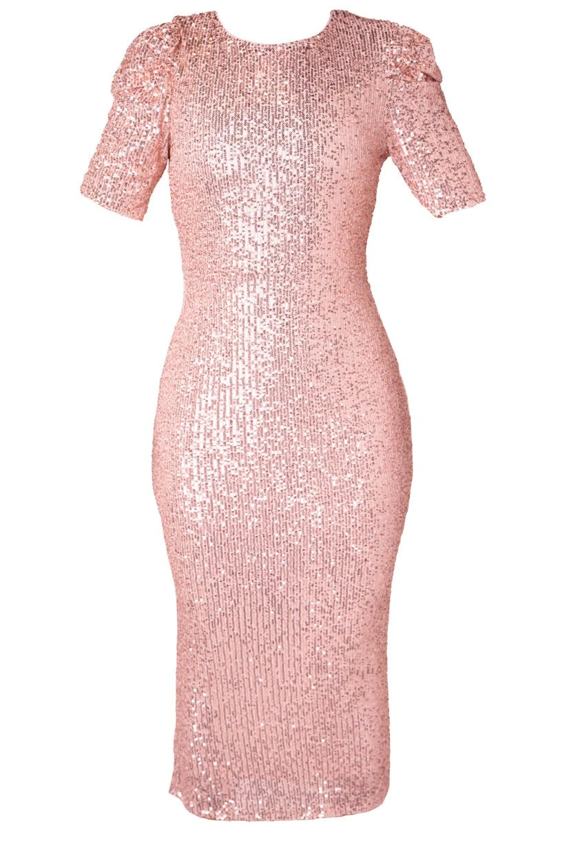 Starling Dress In Rose Gold Sequin - Image 3