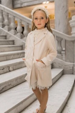 Mini Tabitha Coat In Cream Suede - FINAL SALE