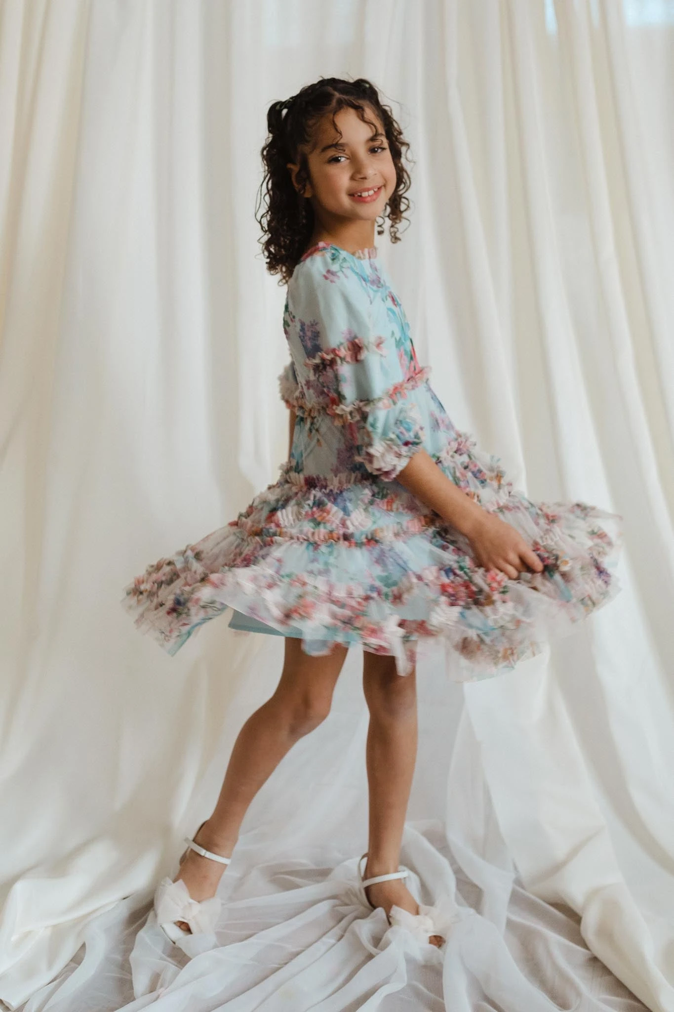 Mini Catherine Dress In Blue Floral - Image 2