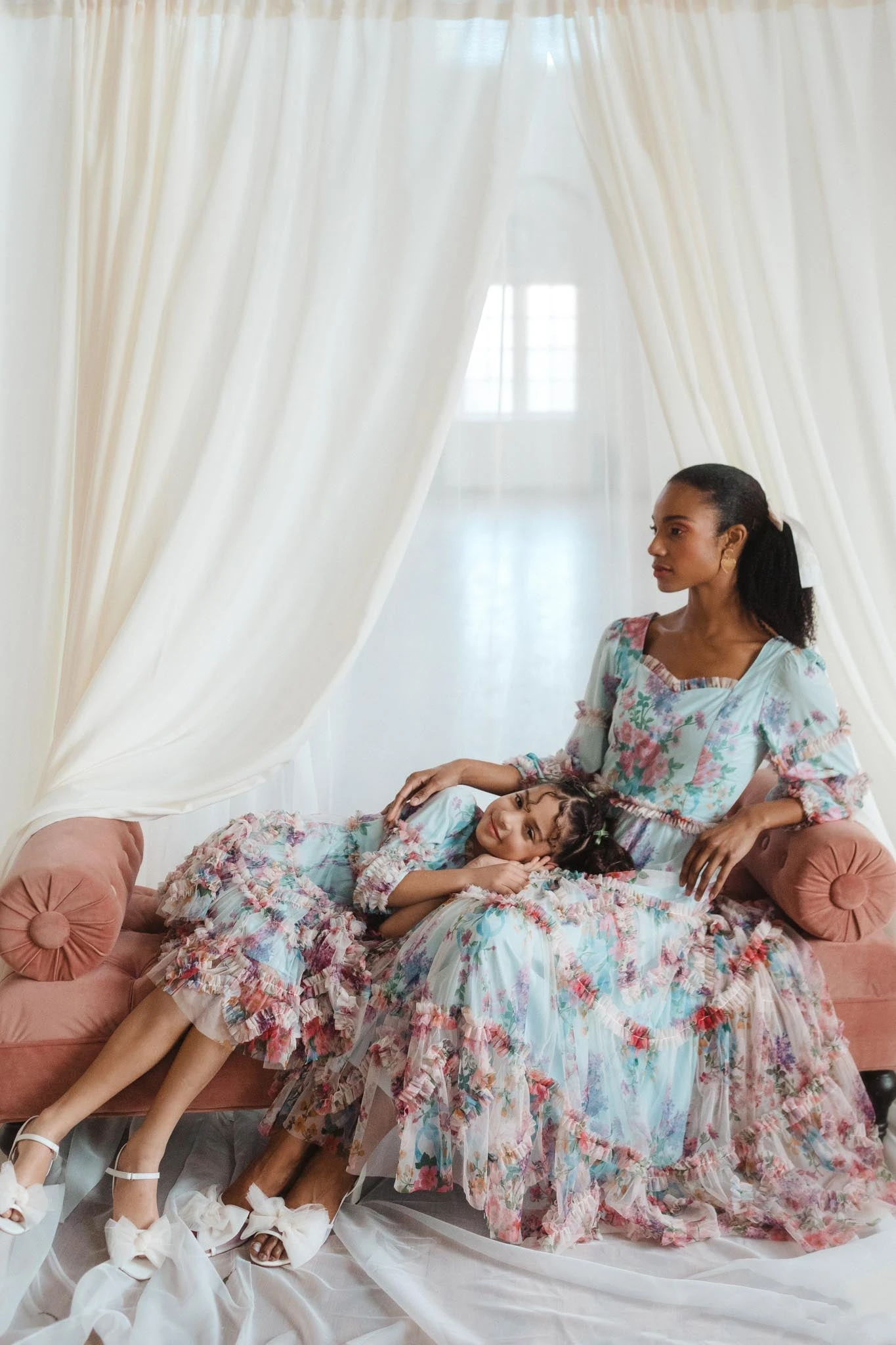 Catherine Dress In Blue Floral - Image 6