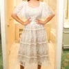 Venice Dress With Flutter Sleeves In Champagne - FINAL SALE